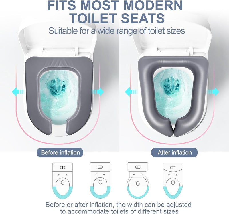 Nevife Raised Toilet Seat Cushion-Inflatable & High-Density Foam Toilet Seat Riser for Elderly,Seniors,Pregnant & Post-Surgery,Portable Commode Booster ，Easy to Clean. 220lb (14.9" x 13.46" x 2.95") - Image 3